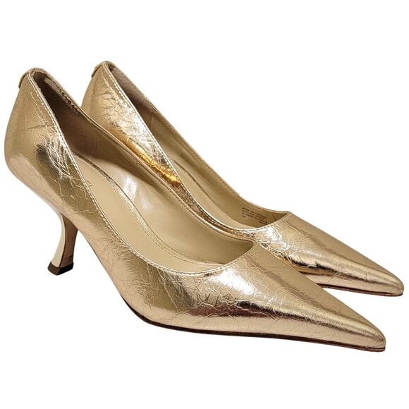 Michael Michael Kors Women Pump Heels Luna Mid Size US 5M Pale Gold Leather - Picture 2 of 5